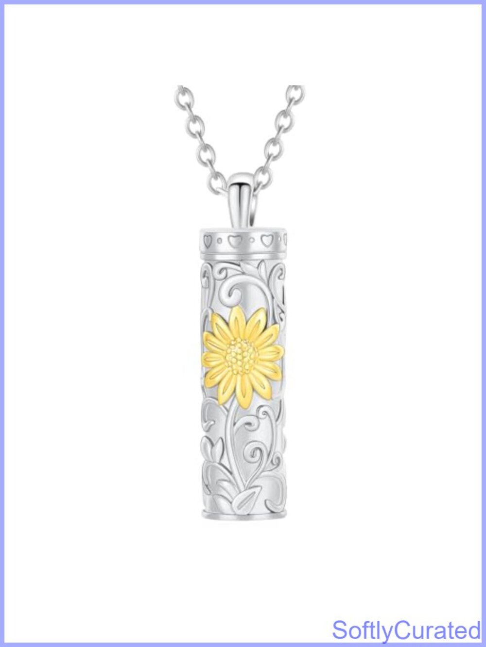Sunflower Urn Necklace Ashes Locket Keepsake 316L Stainless Steel Memorial
